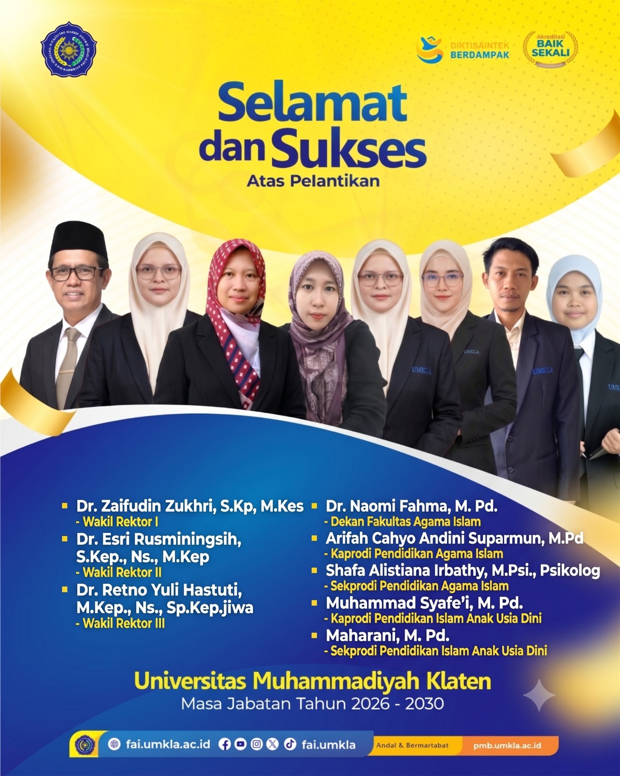 Perkuat Tata Kelola Menuju Kampus Unggul 2028, Rektor UMKLA Resmi Lantik Wakil Rektor dan Pejabat Struktural Baru